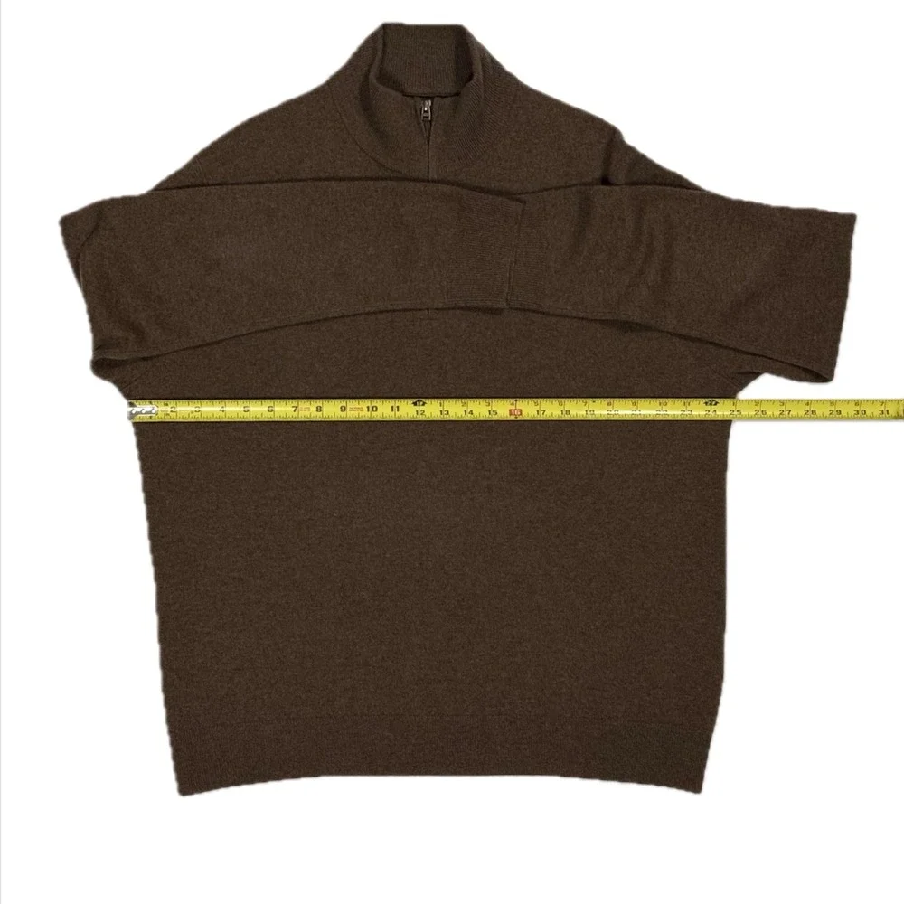 Polo Ralph Lauren 100% wool brown knit quarter zip sweater mens XL